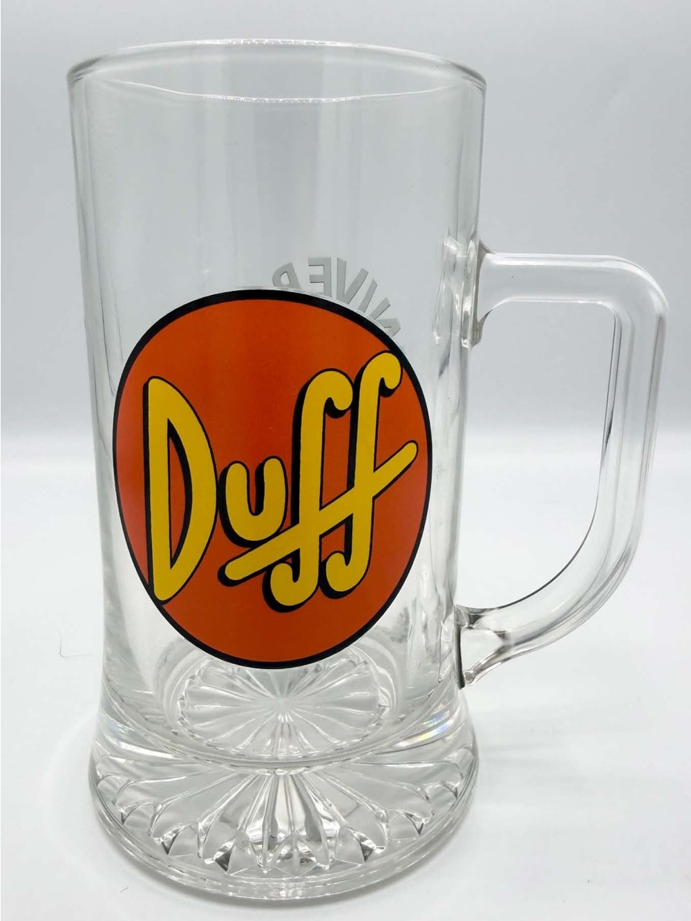 EUC The Simpsons Univeral Studios Duff Beer Logo Mug Clear Glass Stein